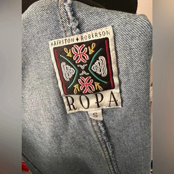 Hairston Roberson Ropa | Vintage Denim Studded Embroidered  Vest | Size S - Picture 5 of 10